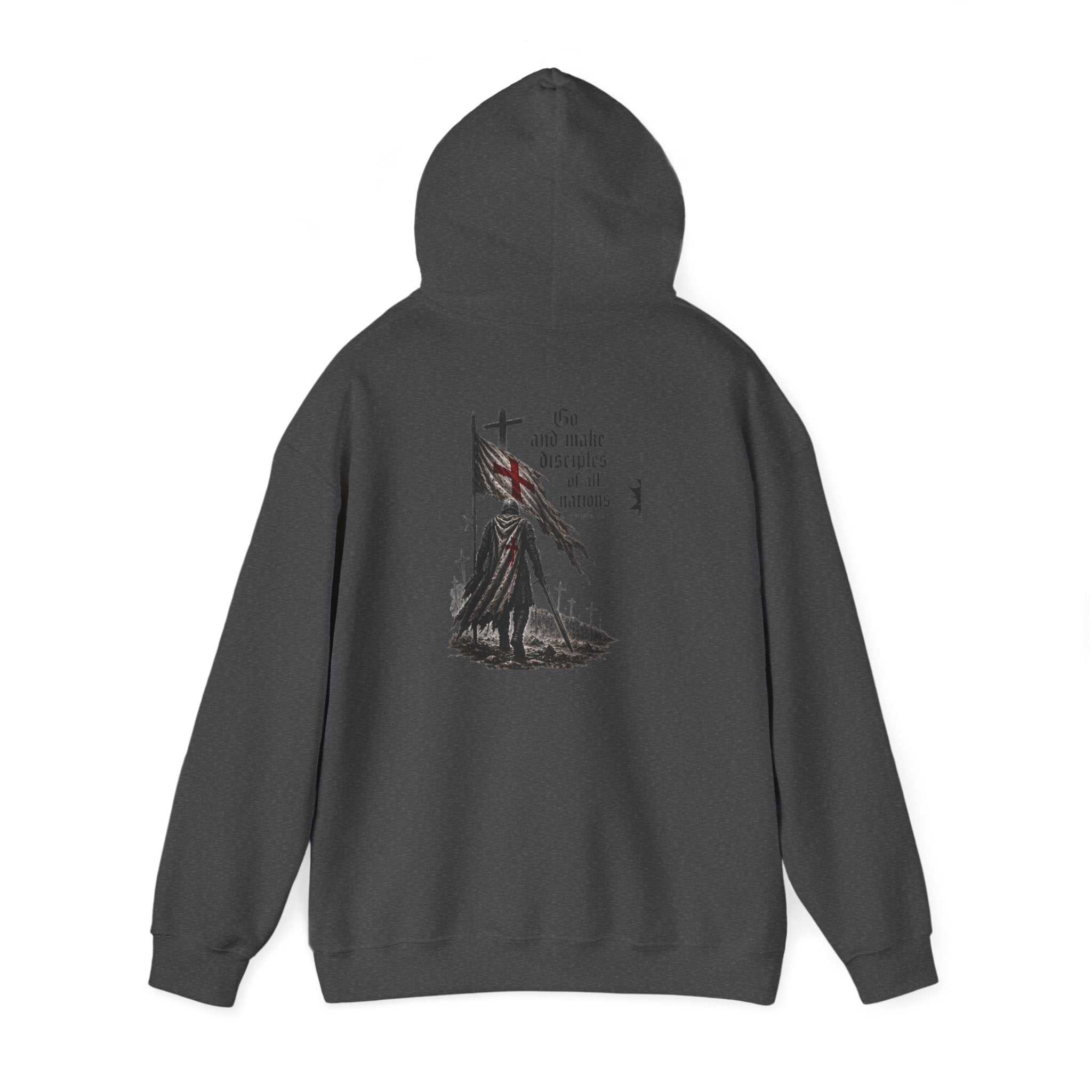 Modern Crusader Hoodie — Gothic Knight Graphic Hooded Sweatshirt