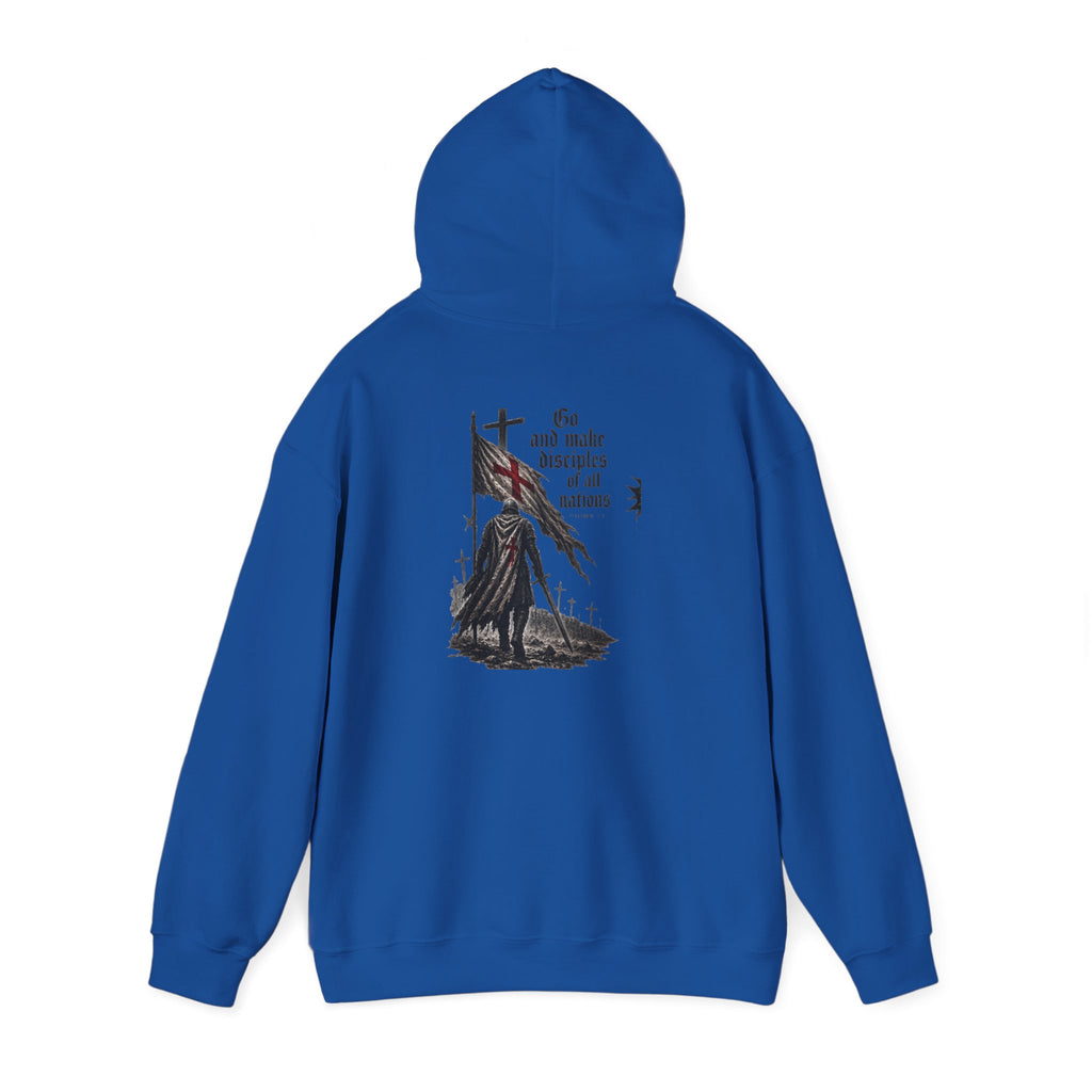 Modern Crusader Hoodie — Gothic Knight Graphic Hooded Sweatshirt