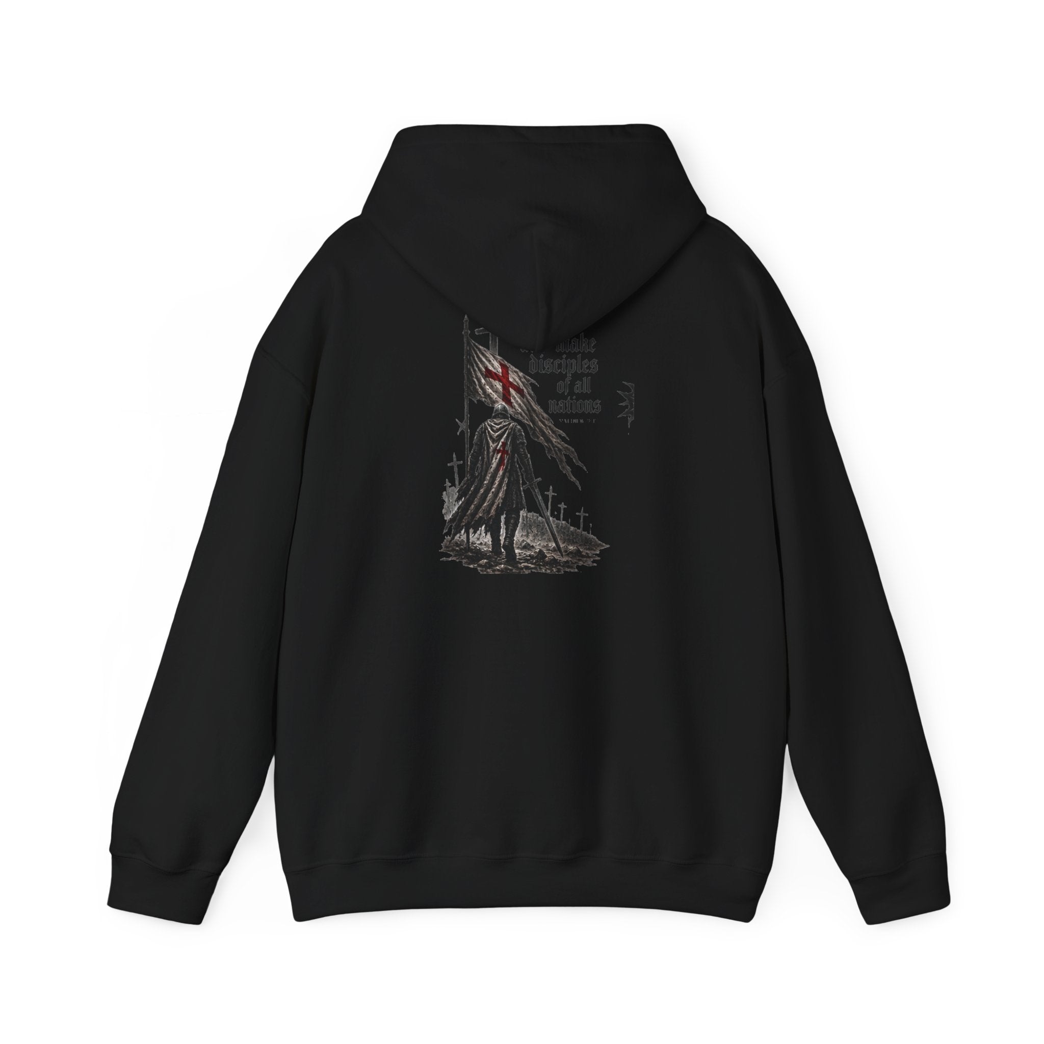 Modern Crusader Hoodie — Gothic Knight Graphic Hooded Sweatshirt