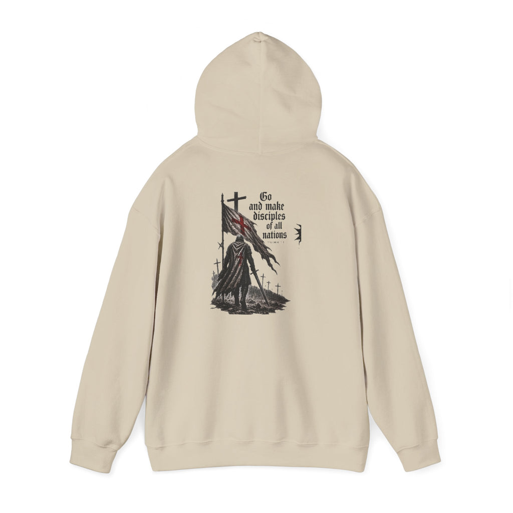 Modern Crusader Hoodie — Gothic Knight Graphic Hooded Sweatshirt