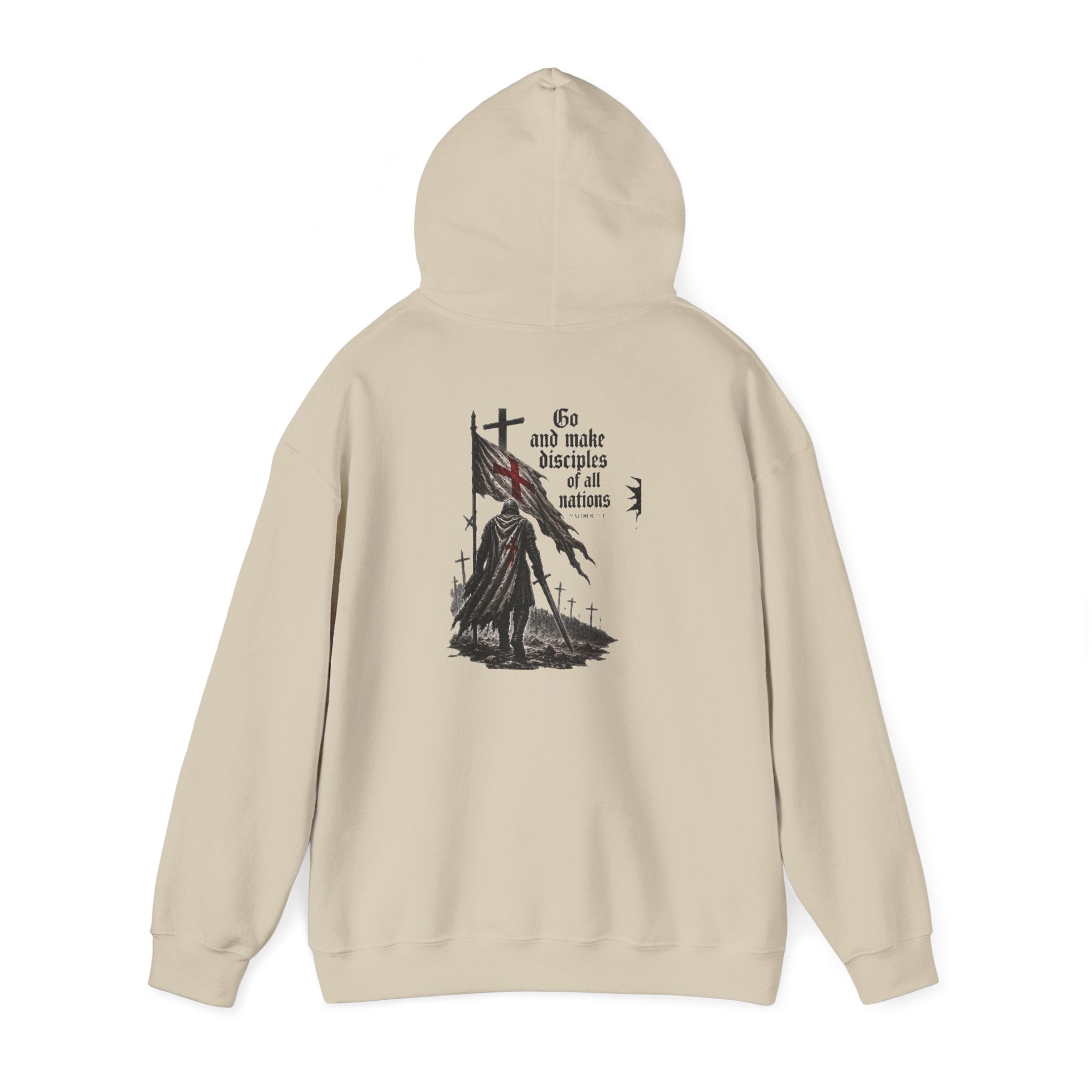 Modern Crusader Hoodie — Gothic Knight Graphic Hooded Sweatshirt