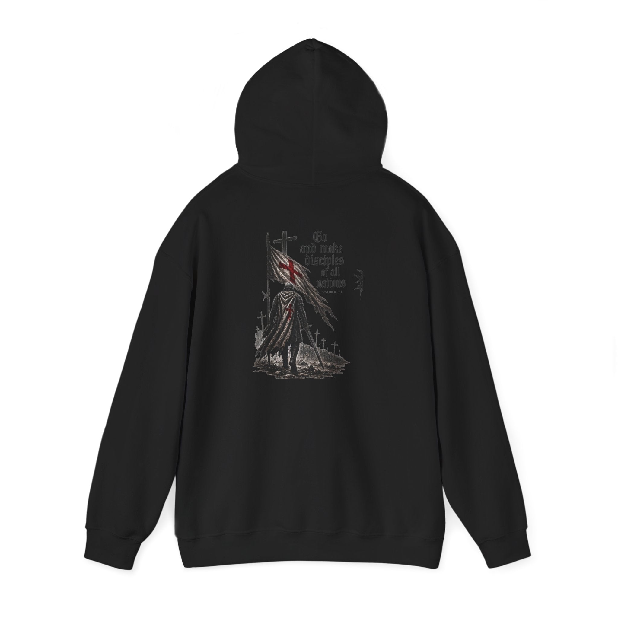Modern Crusader Hoodie — Gothic Knight Graphic Hooded Sweatshirt